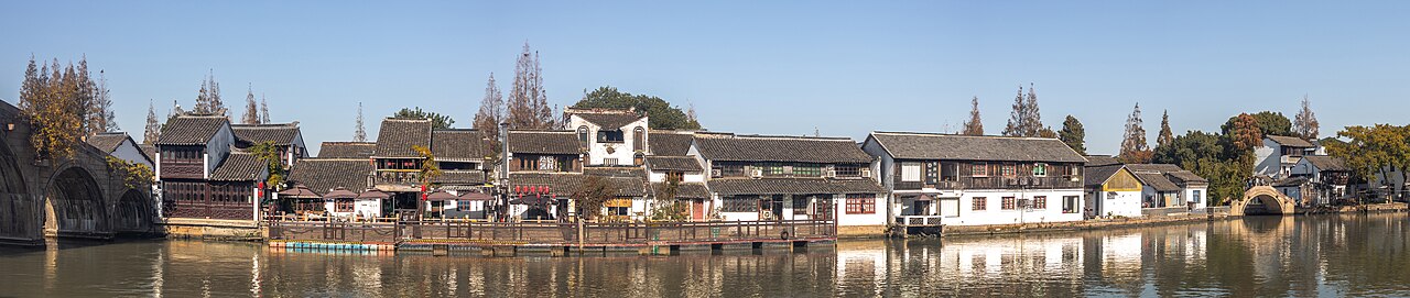 青西邻近朱家角水乡全景
